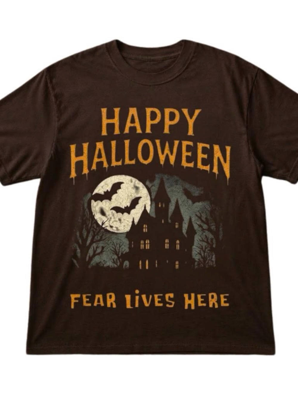 Gildan Halloween 'Fear Lives Here' Graphic T-Shirt - Brown